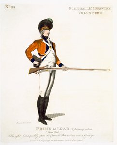 ギルドホール軽歩兵ボランティア、「ロンドンと環境の忠実なボランティア」、1798年からのプレート33 作： Thomas Rowlandson